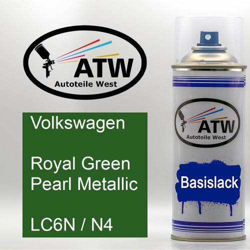 Volkswagen, Royal Green Pearl Metallic, LC6N / N4: 400ml Sprühdose, von ATW Autoteile West.